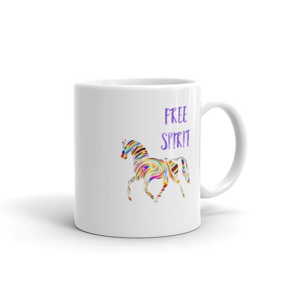 Free Spirit Equine Horse Ceramic White Coffee Mug Graphic Tee – Fan Favorite · Great Gift For Fans