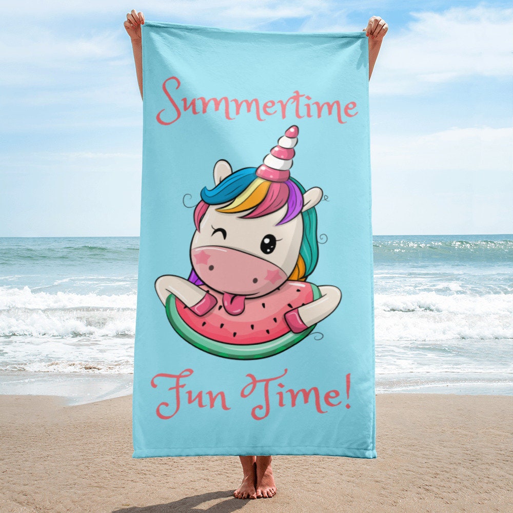Summer Time Fun Time Unicorn Towel Graphic Tee – Warm & Stylish · High-Quality Print