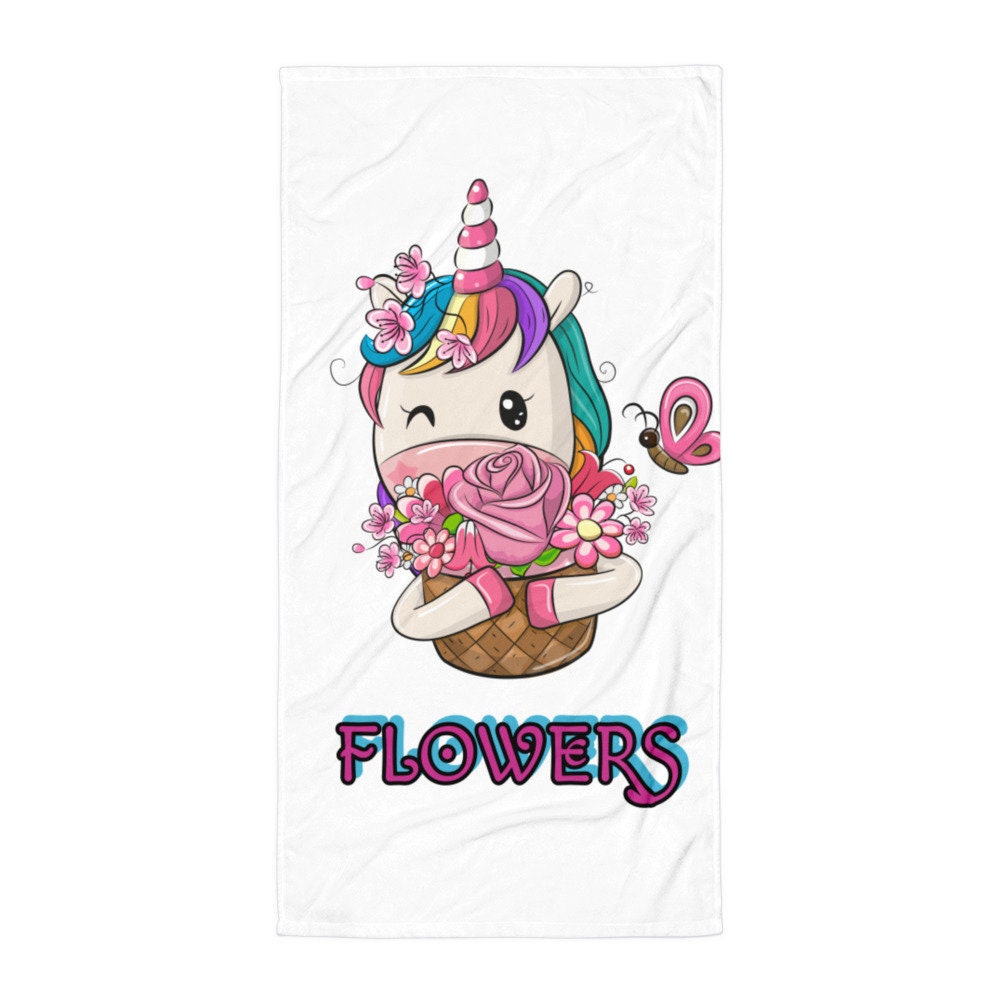 Unicorn Flowers Cute Swimming Towel Graphic Tee – Easygoing Wear · Must-Have Style