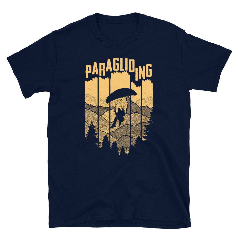 Vintage Over the Mountains Outdoor Nature Lover Paraglider Pilot T Shirt Graphic Tee – Aesthetic Look · Great Gift For Fans