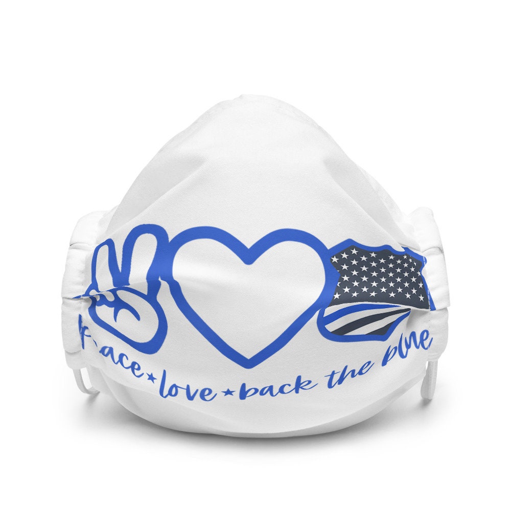 Peace Love Back The Blue Police Support Premium face mask Graphic Tee – Premium Graphic · Perfect For Daily Wear
