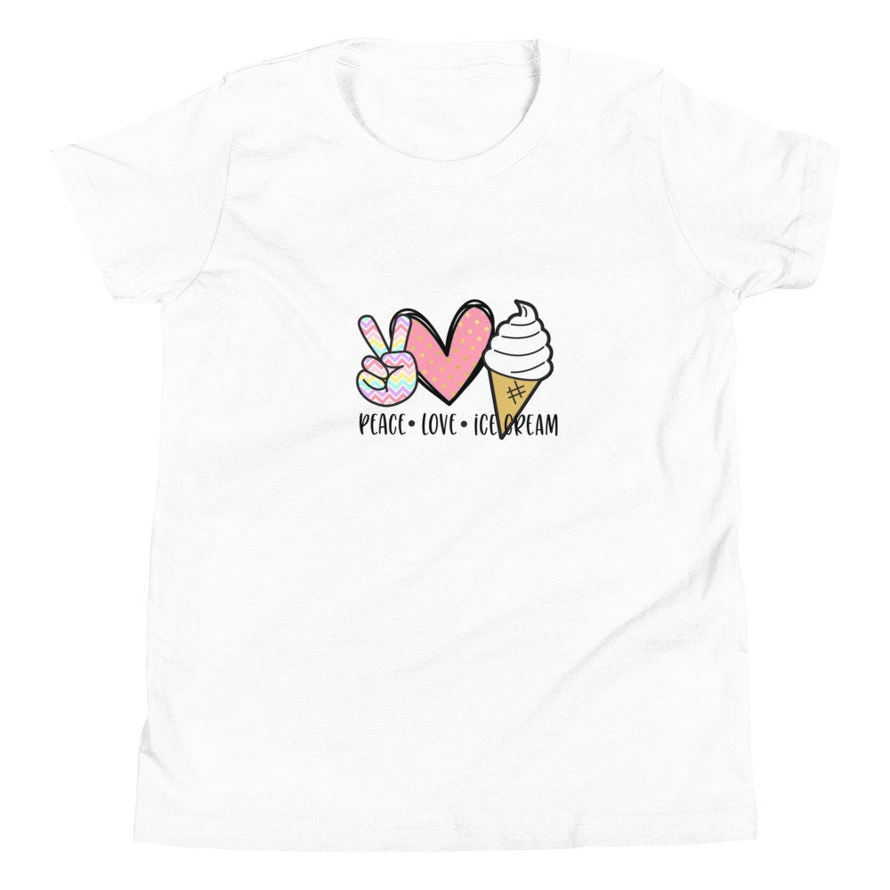 Peace Love Ice Cream Youth Short Sleeve T Shirt Graphic Tee – Fan Favorite · High-Quality Print