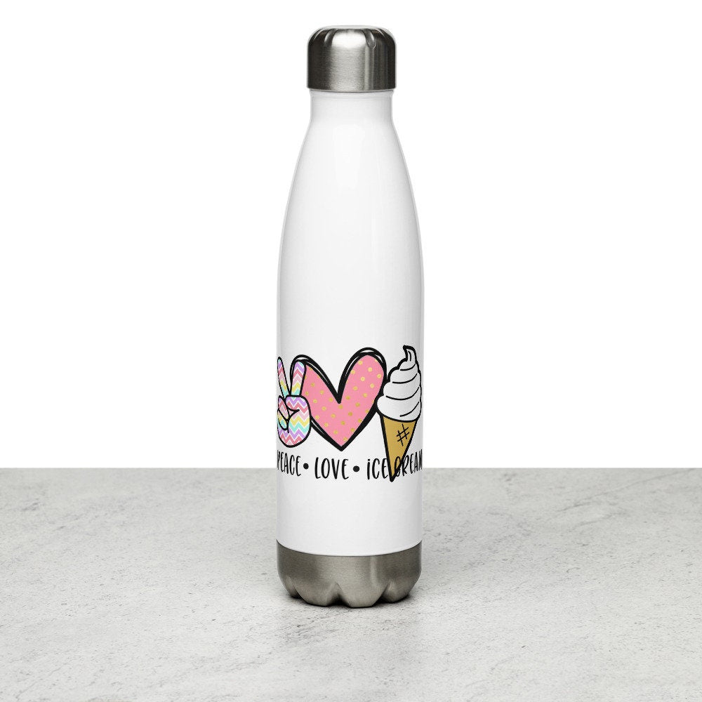 Peace Love Ice Cream Stainless Steel Water Bottle Graphic Tee – Easygoing Wear · Top Pick For Any Outfit