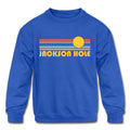 Jackson Hole Wyoming Youth Sweatshirt Retro Sunrise Youth Jackson Hole Sweatshirt Personalization Available Sweatshirt – Cozy Vibes · Must-Have Style