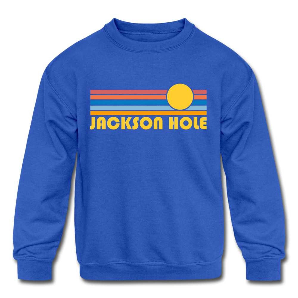 Jackson Hole Wyoming Youth Sweatshirt Retro Sunrise Youth Jackson Hole Sweatshirt Personalization Available Sweatshirt – Cozy Vibes · Must-Have Style