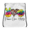 Peace Love Hippy Sunflower Drawstring bag Tote Bag – Bold Style · High-Quality Print