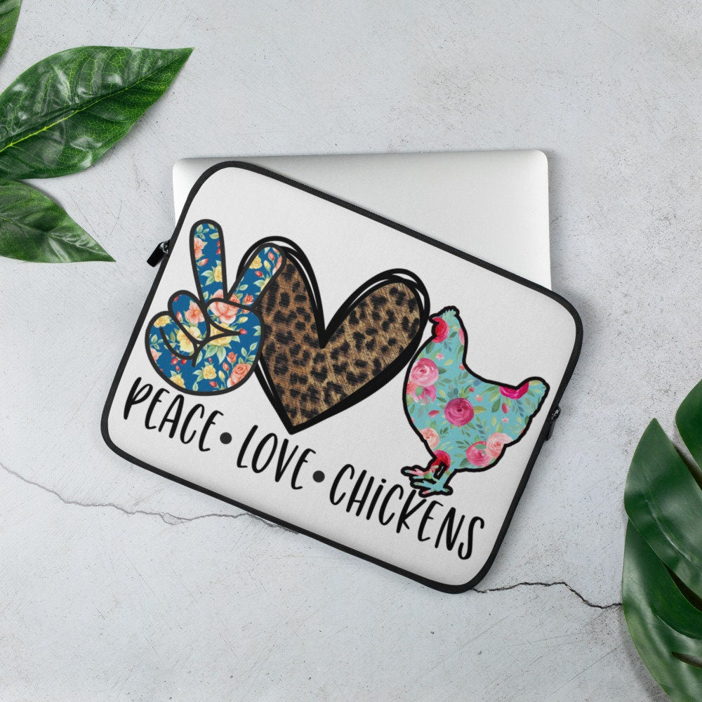 Peace Love Chickens Laptop Sleeve Graphic Tee – Easygoing Wear · High-Quality Print
