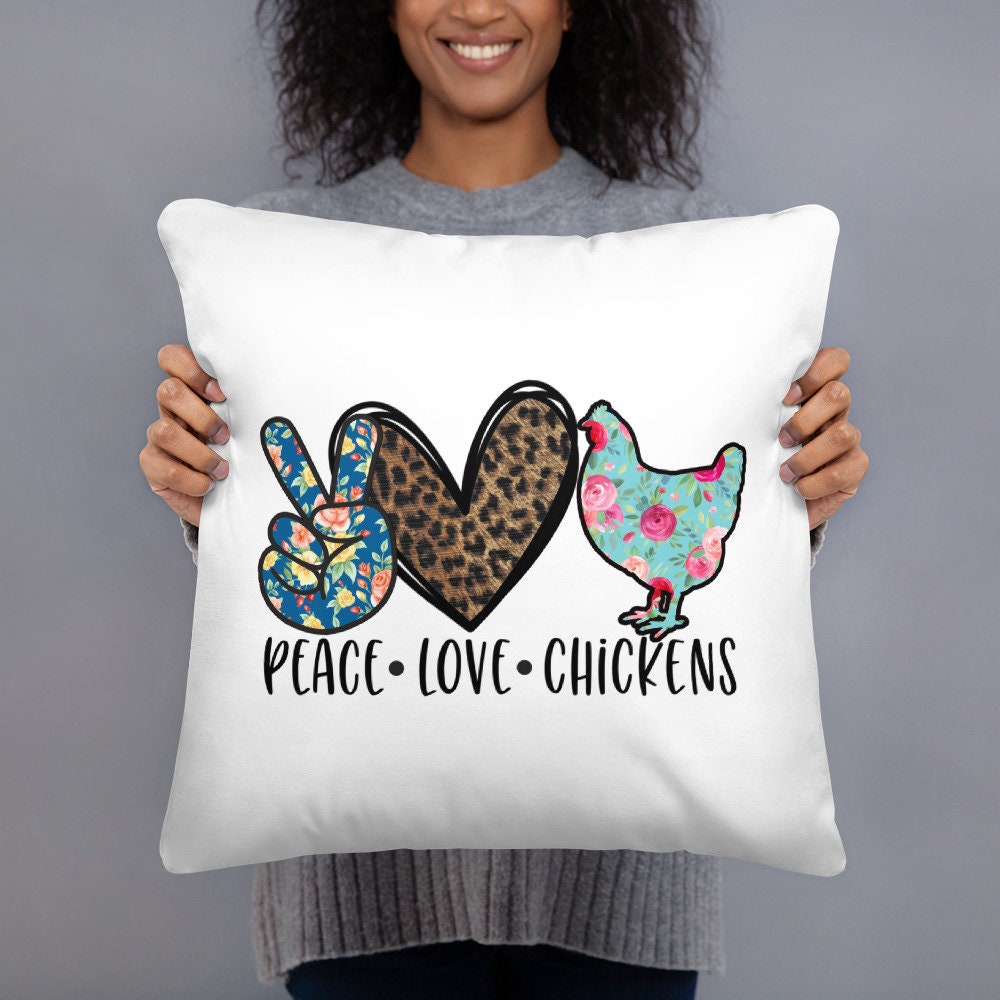 Peace Love Chickens Basic Pillow Graphic Tee – Bold Style · Great Gift For Fans