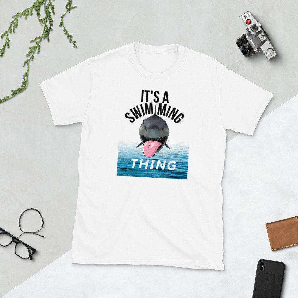 Shark Swimming Funny Short Sleeve Unisex T Shirt Graphic Tee – Cozy Vibes · Top Pick For Any Outfit