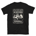 Never Underestimate An Old Man With A Snowmobile T Shirt Graphic Tee – Soft Feel · Perfect For Daily Wear