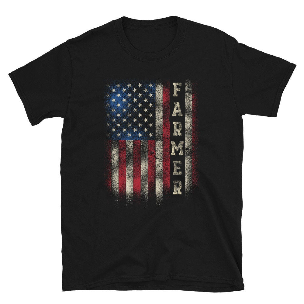 Patriotic USA Flag Farmer T Shirt Graphic Tee – Easygoing Wear · High-Quality Print