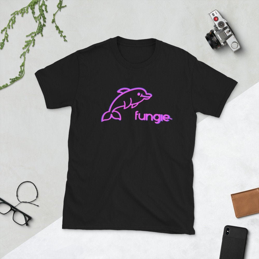 Fungie The Dolphin Bright Purple Summer Short Sleeve Unisex T Shirt Graphic Tee – Soft Feel · High-Quality Print