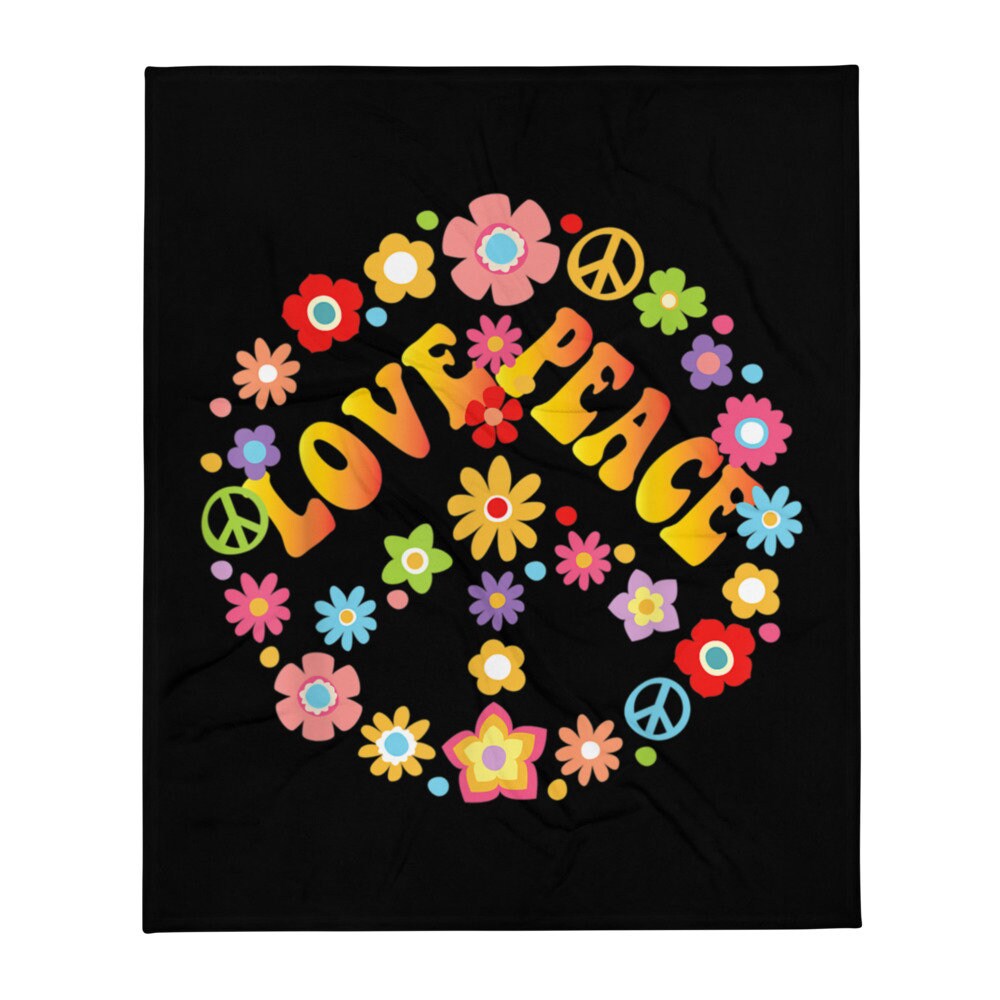 Peace Love Groovy Floral Throw Blanket Graphic Tee – Fan Favorite · Trending Graphic Apparel