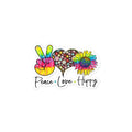 Peace Love Hippy Sunflower Bubble free stickers Graphic Tee – Cozy Vibes · Perfect For Daily Wear