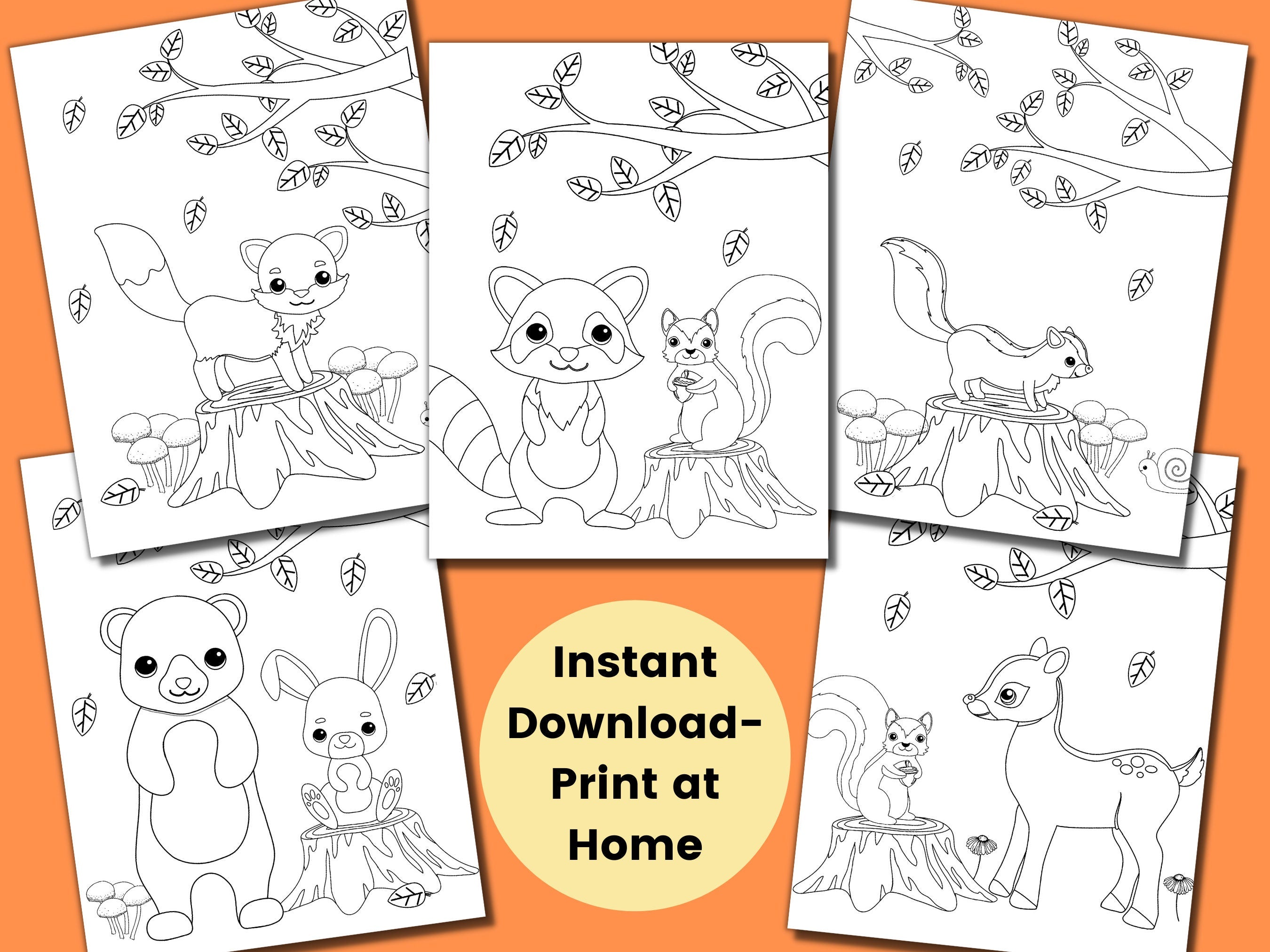 Forest Animal Coloring Pages for Kids Kids Party Games Woodland Birthday Favor Animal Coloring Sheet Baby Shower Activities Homeschool Graphic Tee – Fan Favorite · Great Gift For Fans