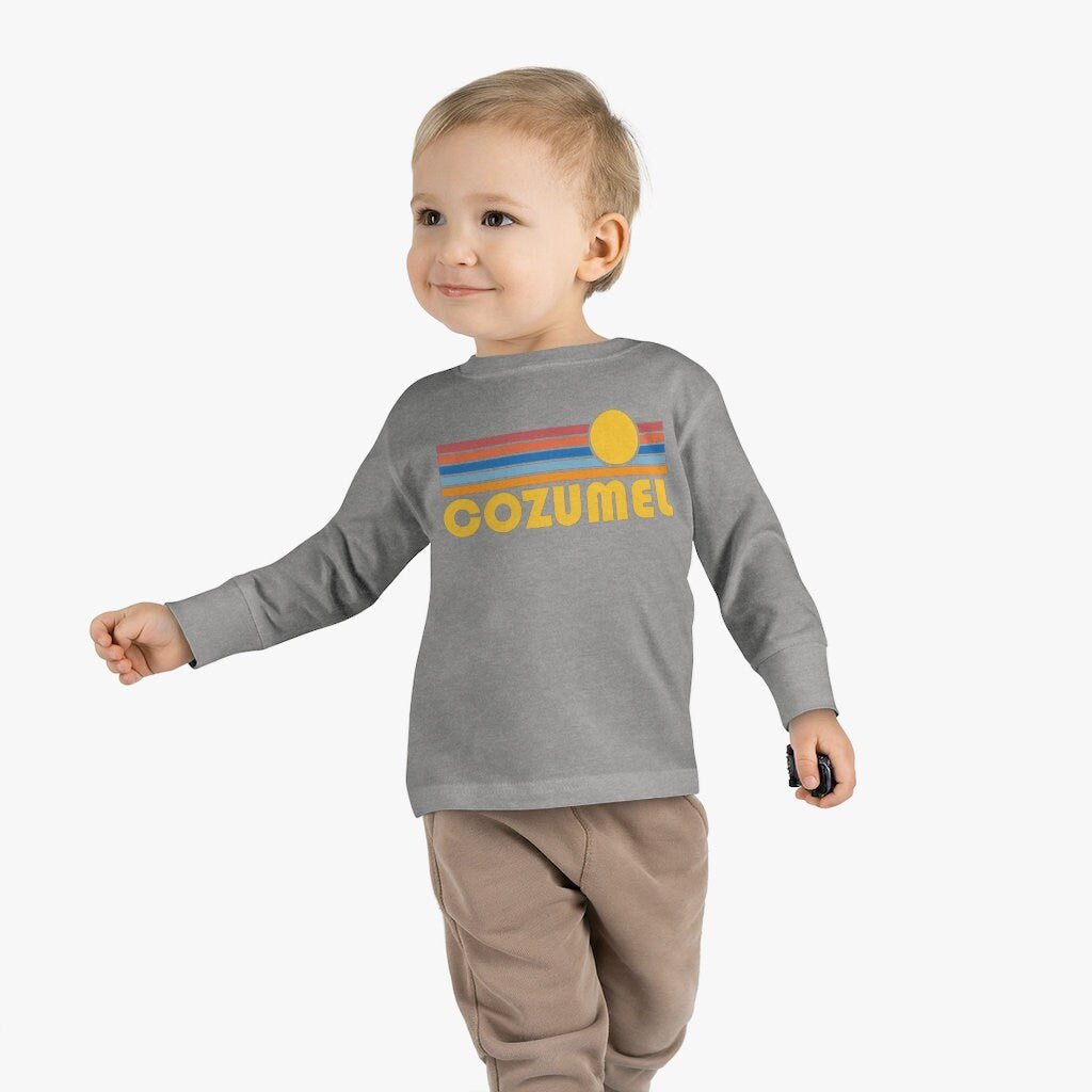 Cozumel Mexico Toddler Long Sleeve Shirt Retro Sun Unisex Toddler Cozumel T Shirt Personalization Available Graphic Tee – Warm & Stylish · Great Gift For Fans