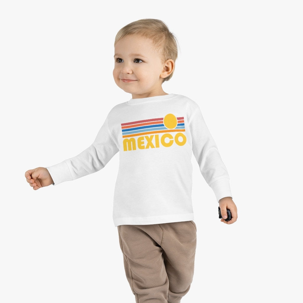 Mexico Toddler Long Sleeve Shirt Retro Sun Unisex Toddler Mexico T Shirt Personalization Available Graphic Tee – Soft Feel · Top Pick For Any Outfit