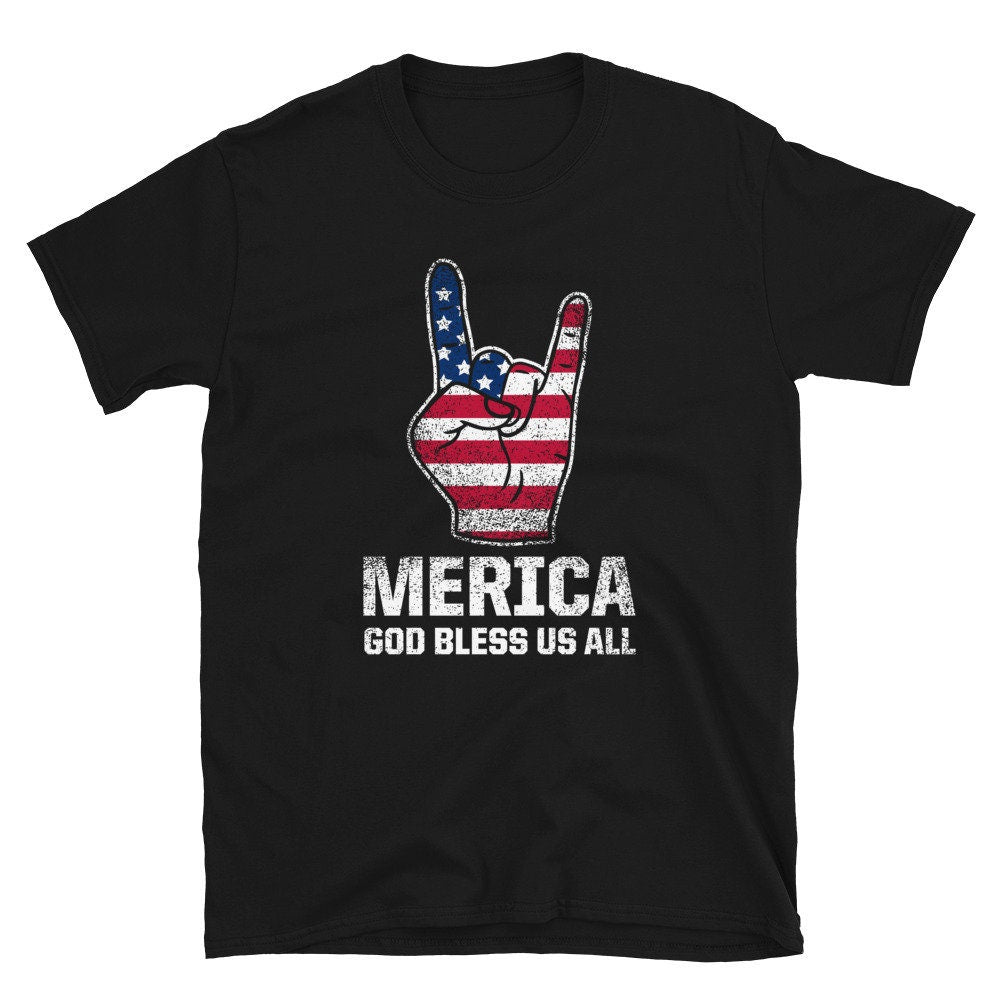 Merica God Bless US All Short Sleeve Unisex T Shirt Graphic Tee – Fan Favorite · Trending Graphic Apparel