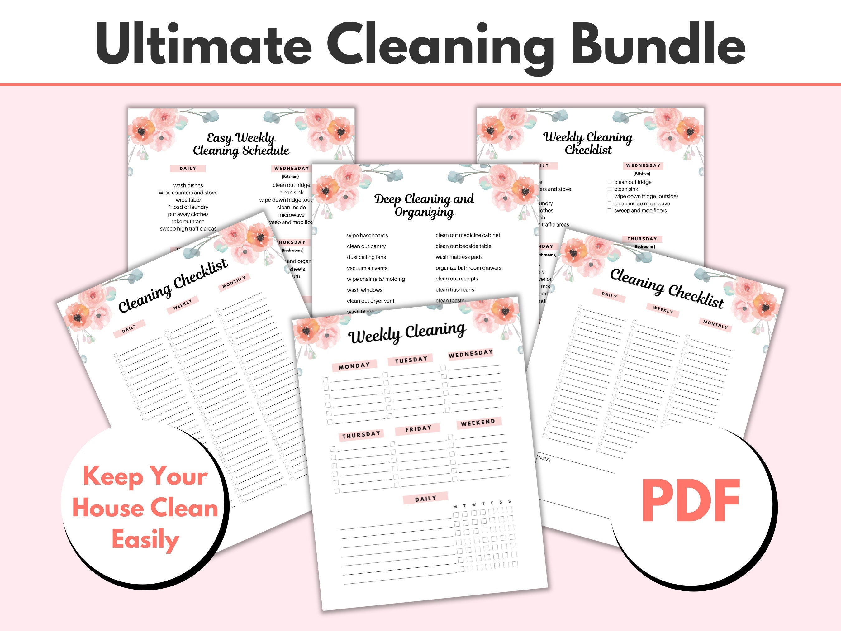 Printable Cleaning Schedule Daily Weekly Monthly Cleaning Planner PDF Cleaning Checklist Bundle House Cleaning Schedule Organizer Graphic Tee – Everyday Comfort · Trending Graphic Apparel