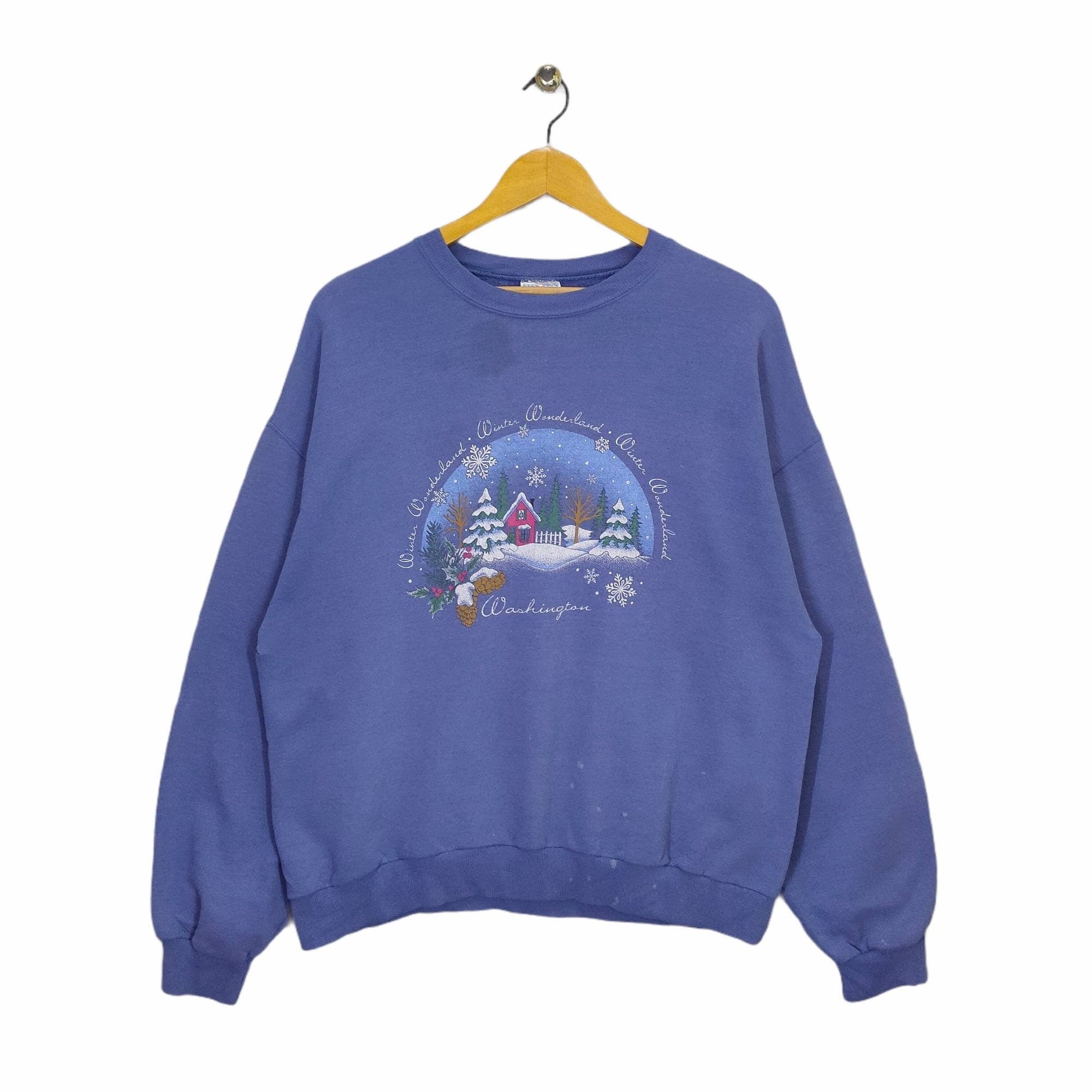 90s Washington Winter Wonderland Sweatshirt Large Vintage Jerzees Washington DC Sweater Jumper Pullover Crewneck Size L Sweatshirt – Bold Style · High-Quality Print