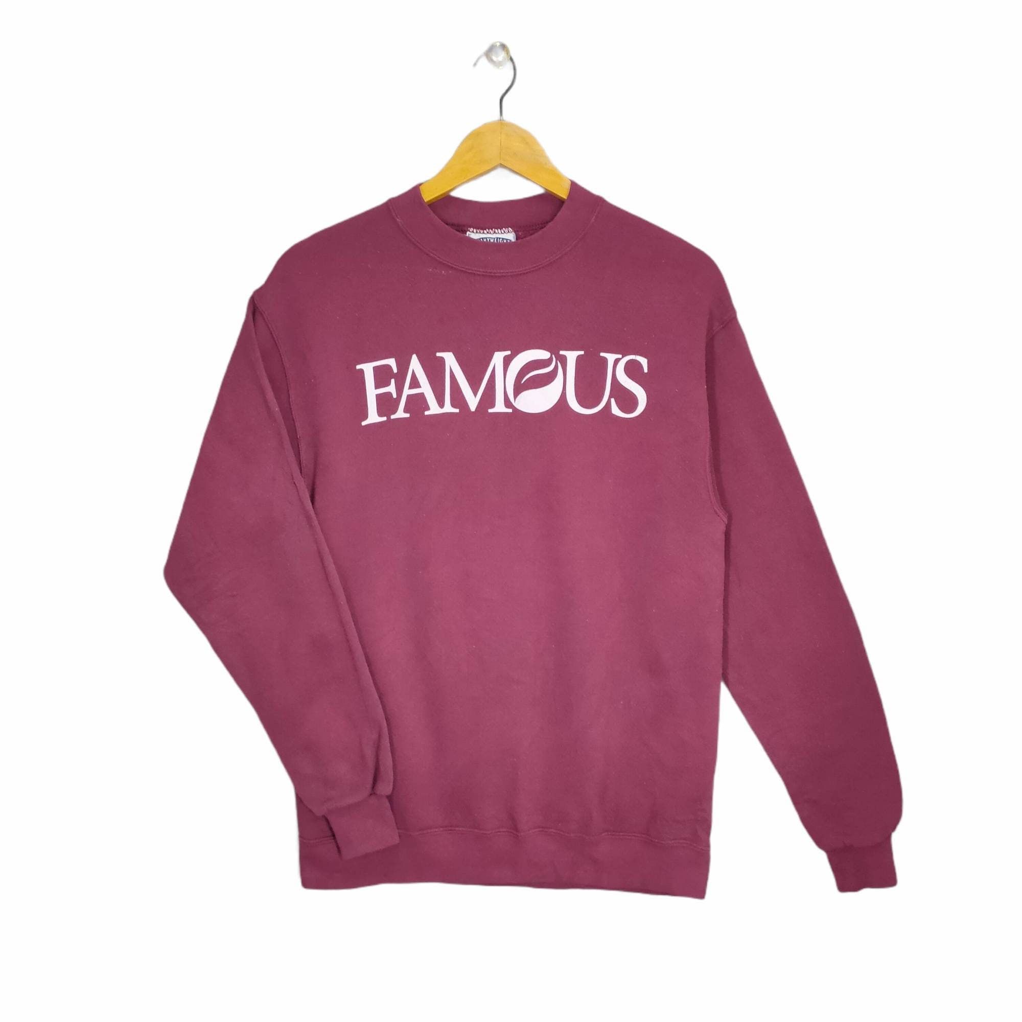 90s Lee Sweatshirt Small Vintage Famous Sweater Jumper Pullover Crewneck Maroon Size S Sweatshirt – Premium Graphic · Must-Have Style