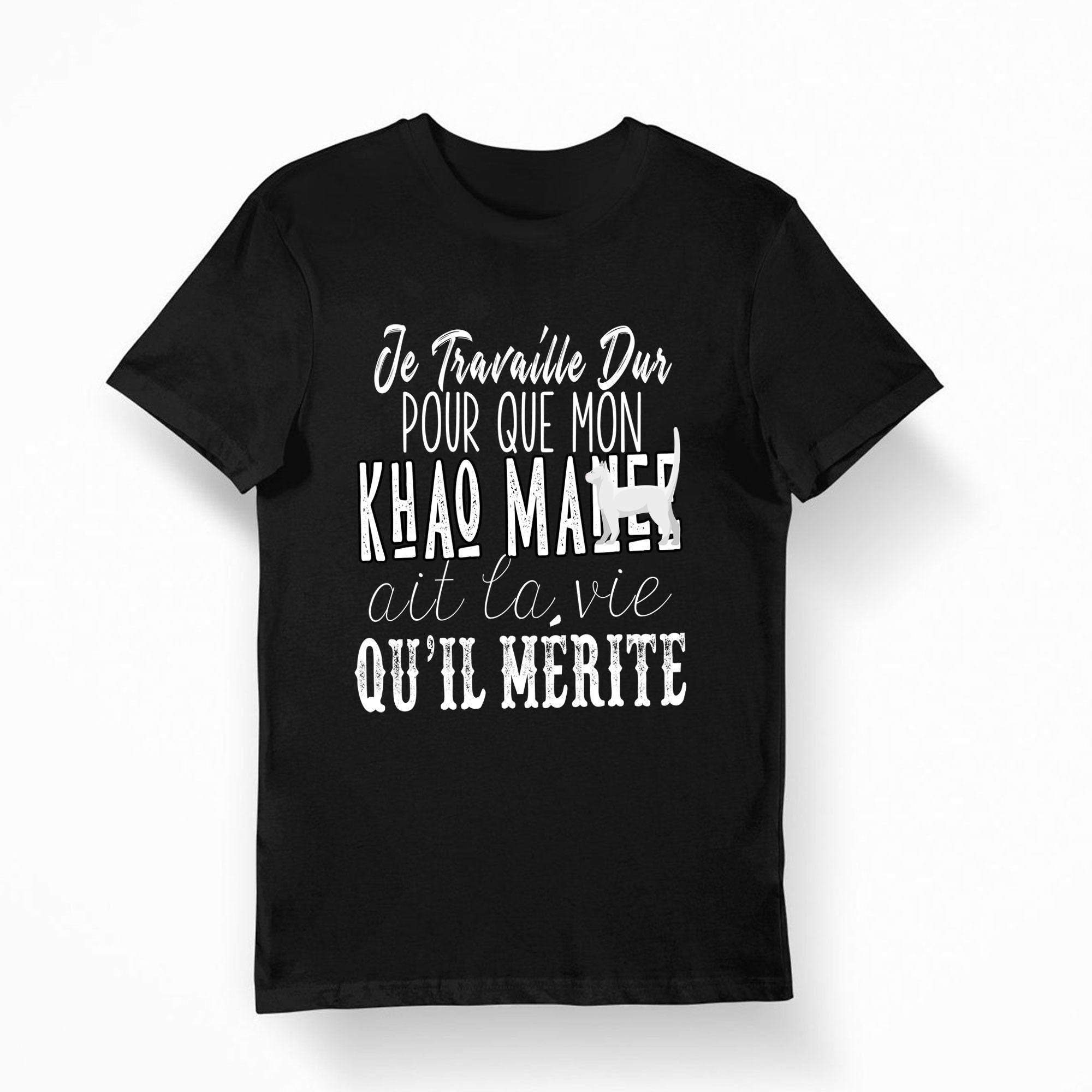 Khao Manee Je travaille dur T shirt Bio Homme Femme Enfant et Body Bb Fun Drle Collection Chat et Animaux Graphic Tee – Aesthetic Look · High-Quality Print