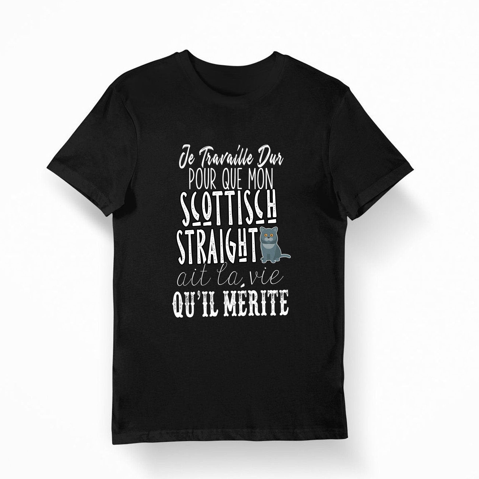 Scottisch Straight Je travaille dur T shirt Bio Homme Femme Enfant et Body Bb Humour Fun Drle Collection Chat et Animaux Graphic Tee – Aesthetic Look · Must-Have Style