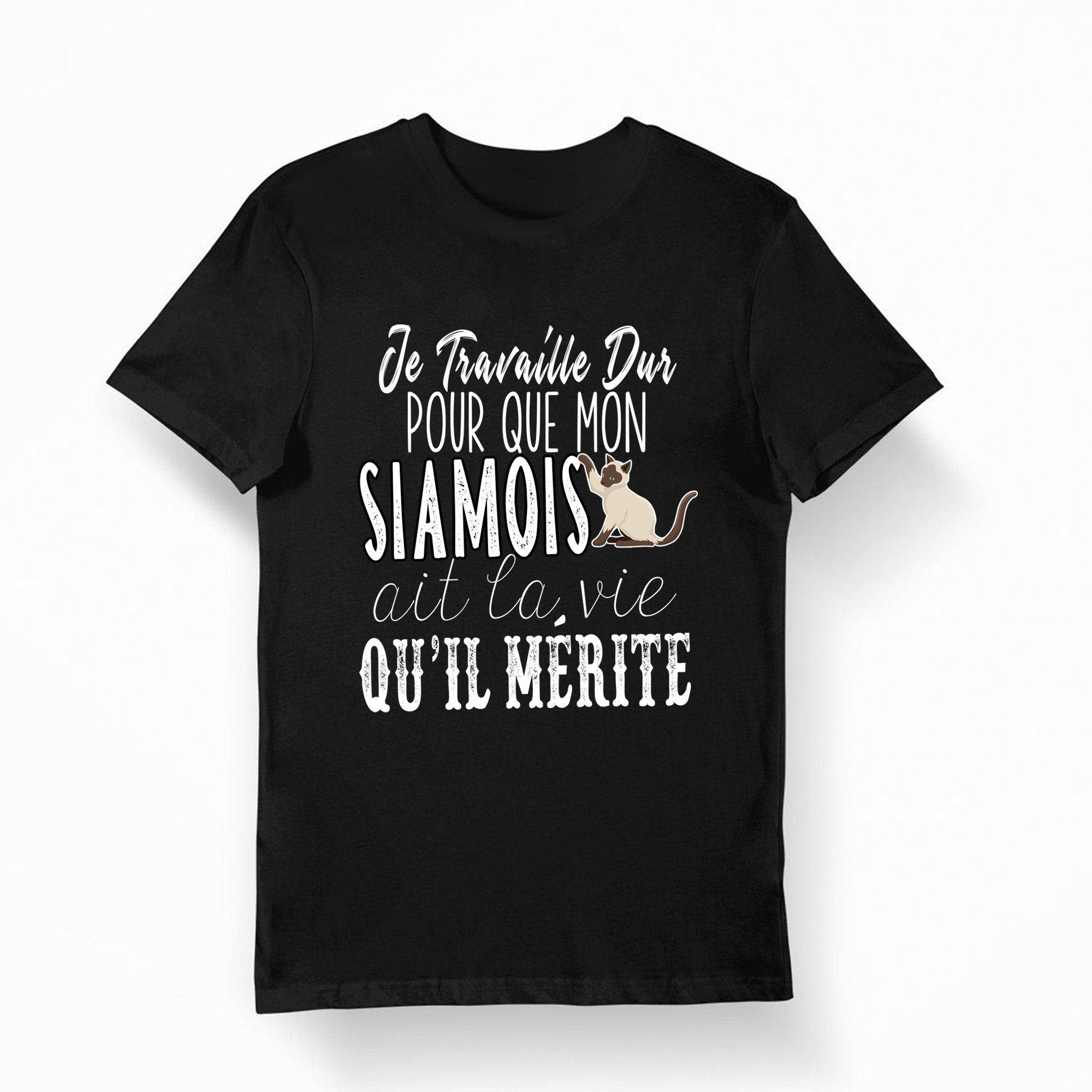 Siamois Je travaille dur T shirt Femme et Homme Bio Humour Fun Drle Collection Chat et Animaux Graphic Tee – Aesthetic Look · Trending Graphic Apparel