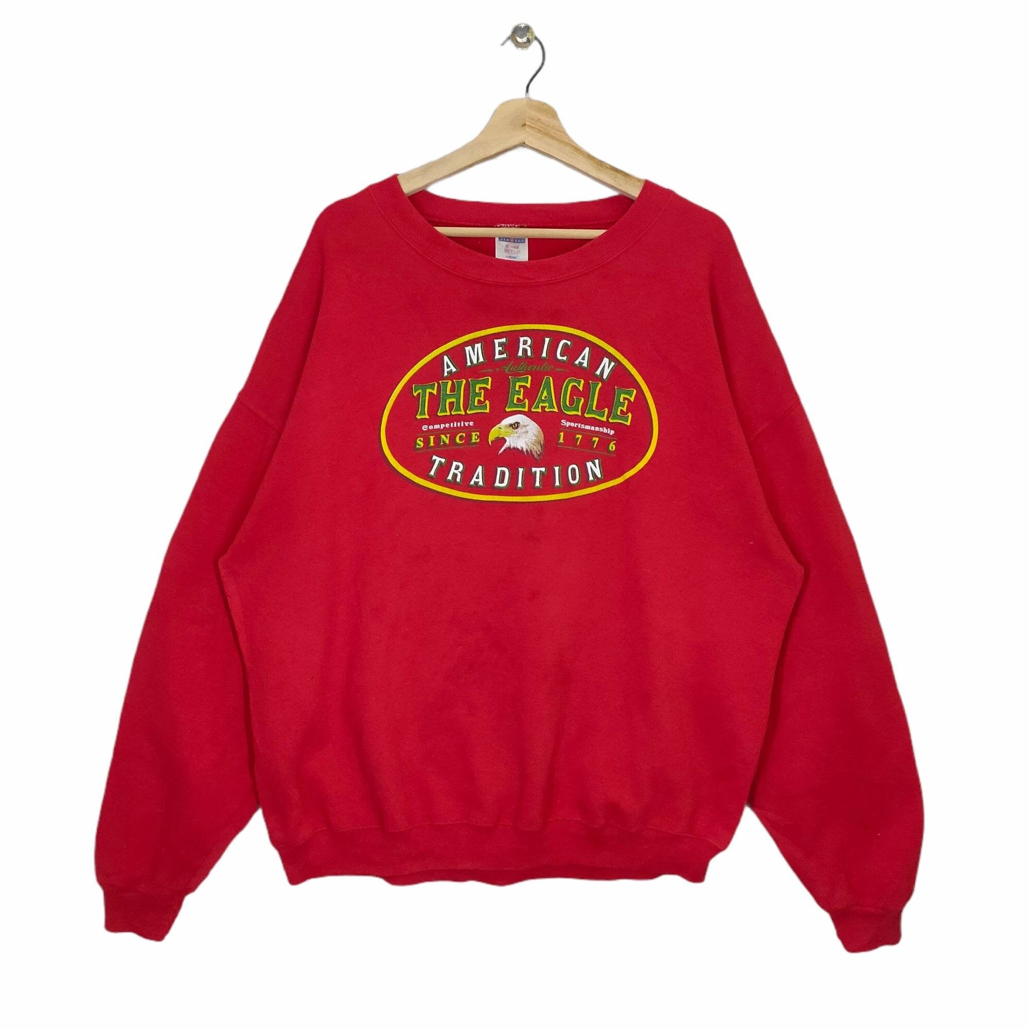 90s American Traditional Sweatshirt X large Vintage The Eagle Sweater Jumper Pullover Animal print Crewneck Red Size XL Sweatshirt – Fan Favorite · Top Pick For Any Outfit
