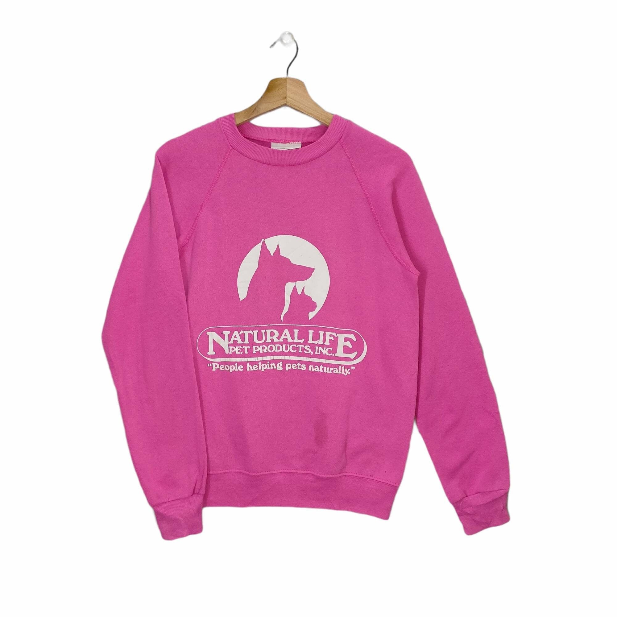 80s 90s Natural Life Pet Product Sweatshirt Raglan Small Vintage Bassett Walker Animal Sweater Jumper Pullover Crewneck Pink Womens Size S Sweatshirt – Warm & Stylish · High-Quality Print