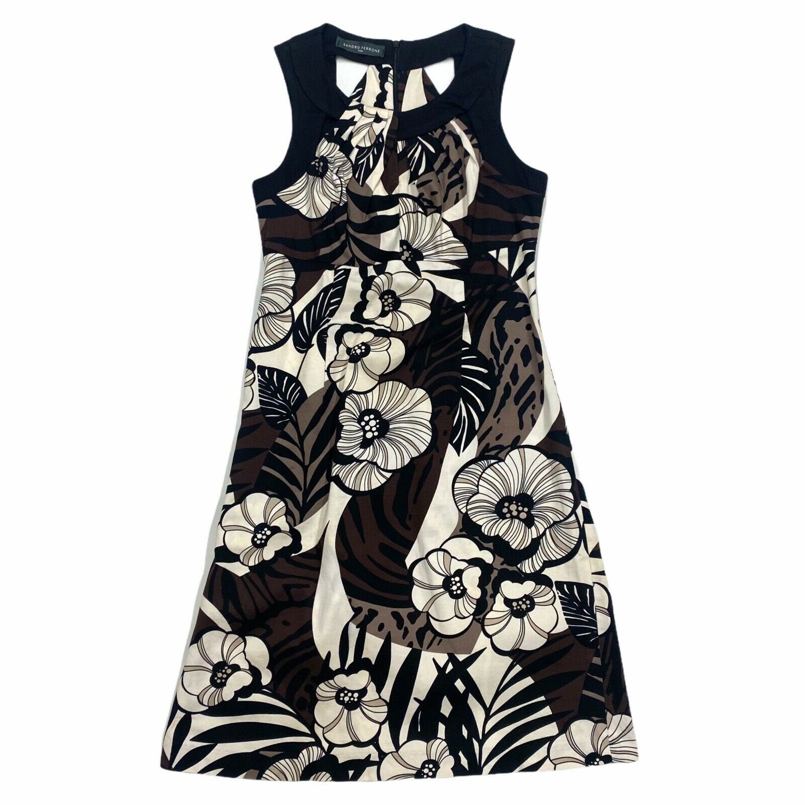 Sandro Ferrone Sleeveless Floral Patterned Dress Vintage Designer Grey Black Graphic Tee – Bold Style · Great Gift For Fans