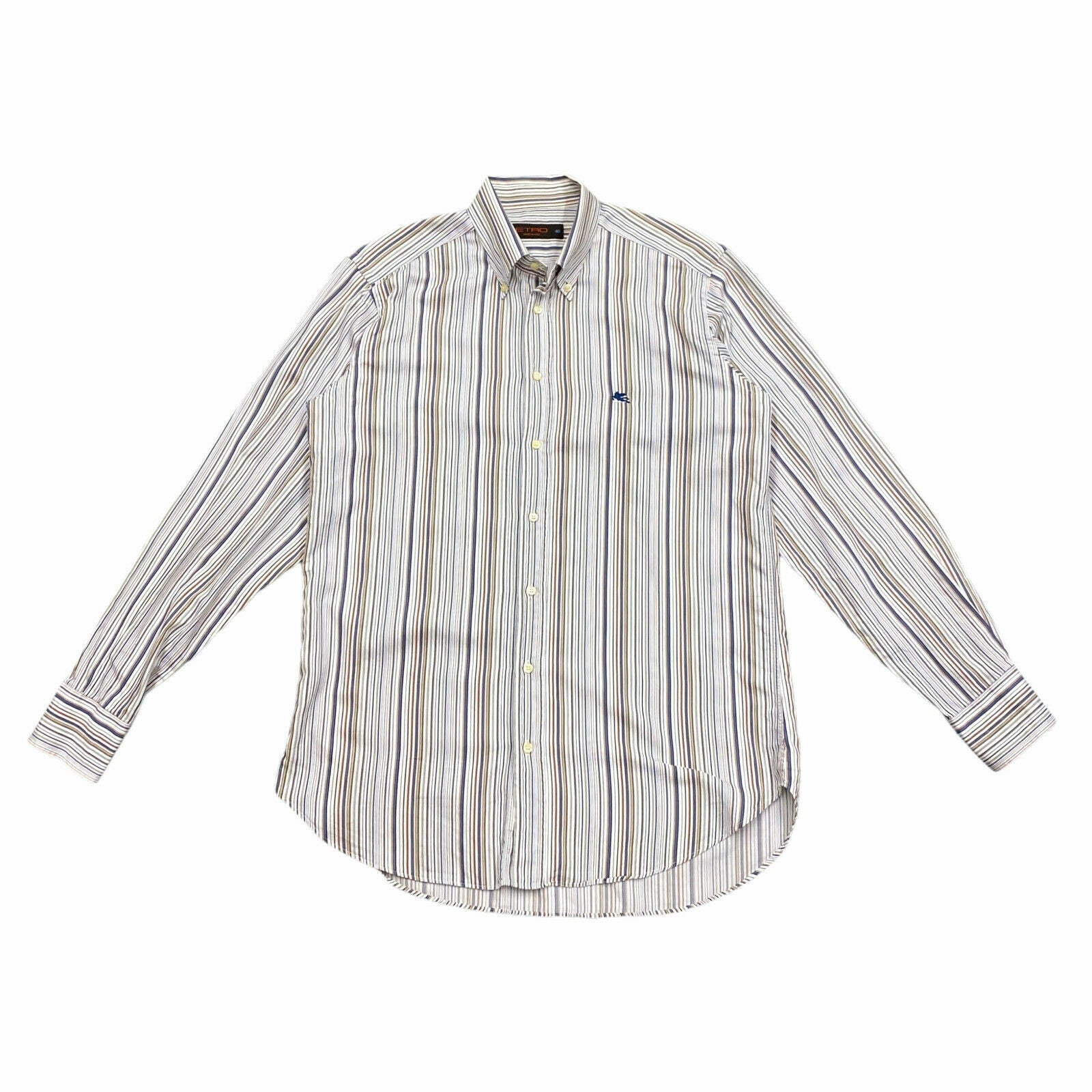 Etro Multicoloured Striped Button Down Collar Shirt Vintage High End Designer Graphic Tee – Warm & Stylish · High-Quality Print