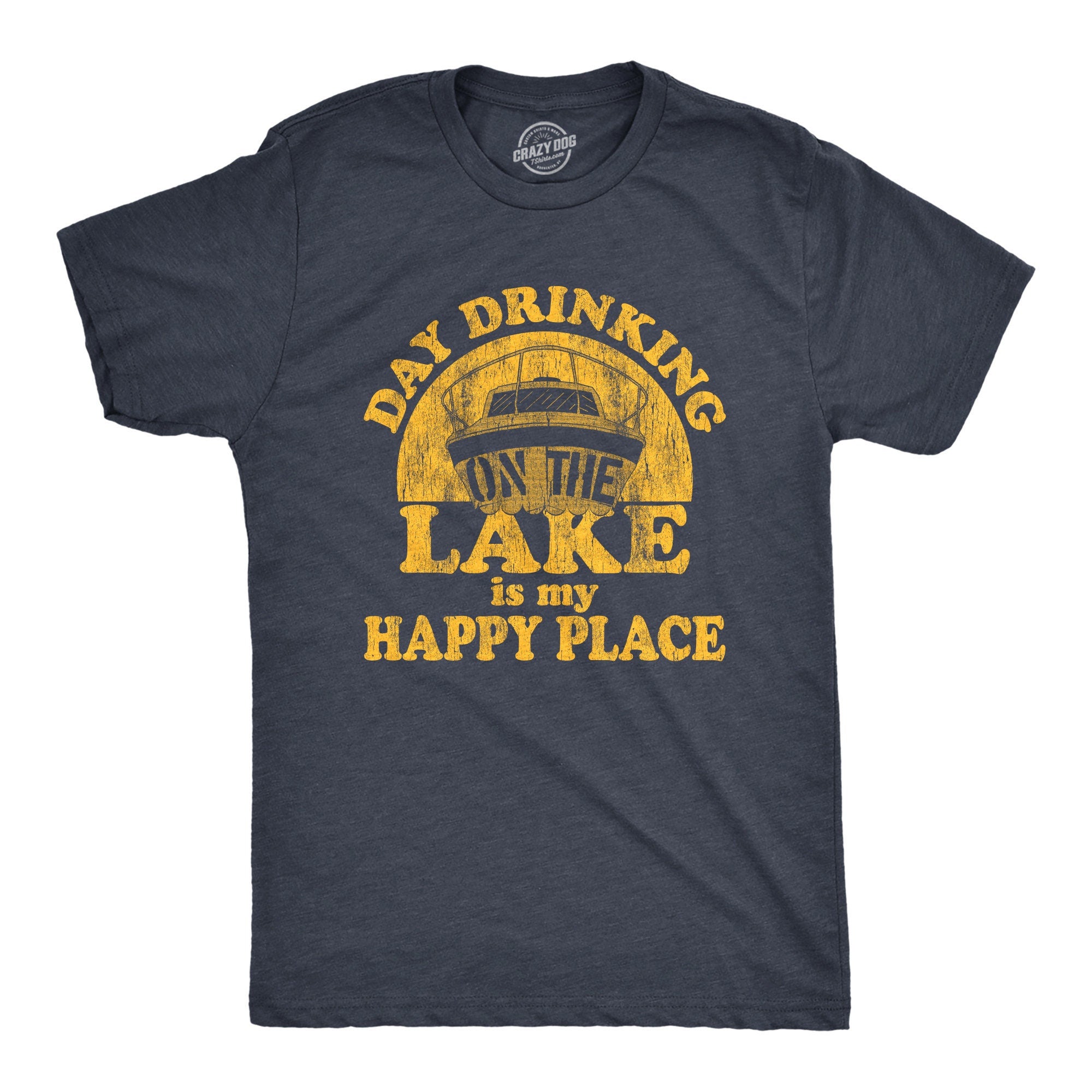 Day Drinking On The Lake Is My Happy Place Lake Life Sarcastic Shirt Day Drinking Gift For Boat Owner New Boat Gifts Boating Shirts Graphic Tee – Cozy Vibes · Trending Graphic Apparel