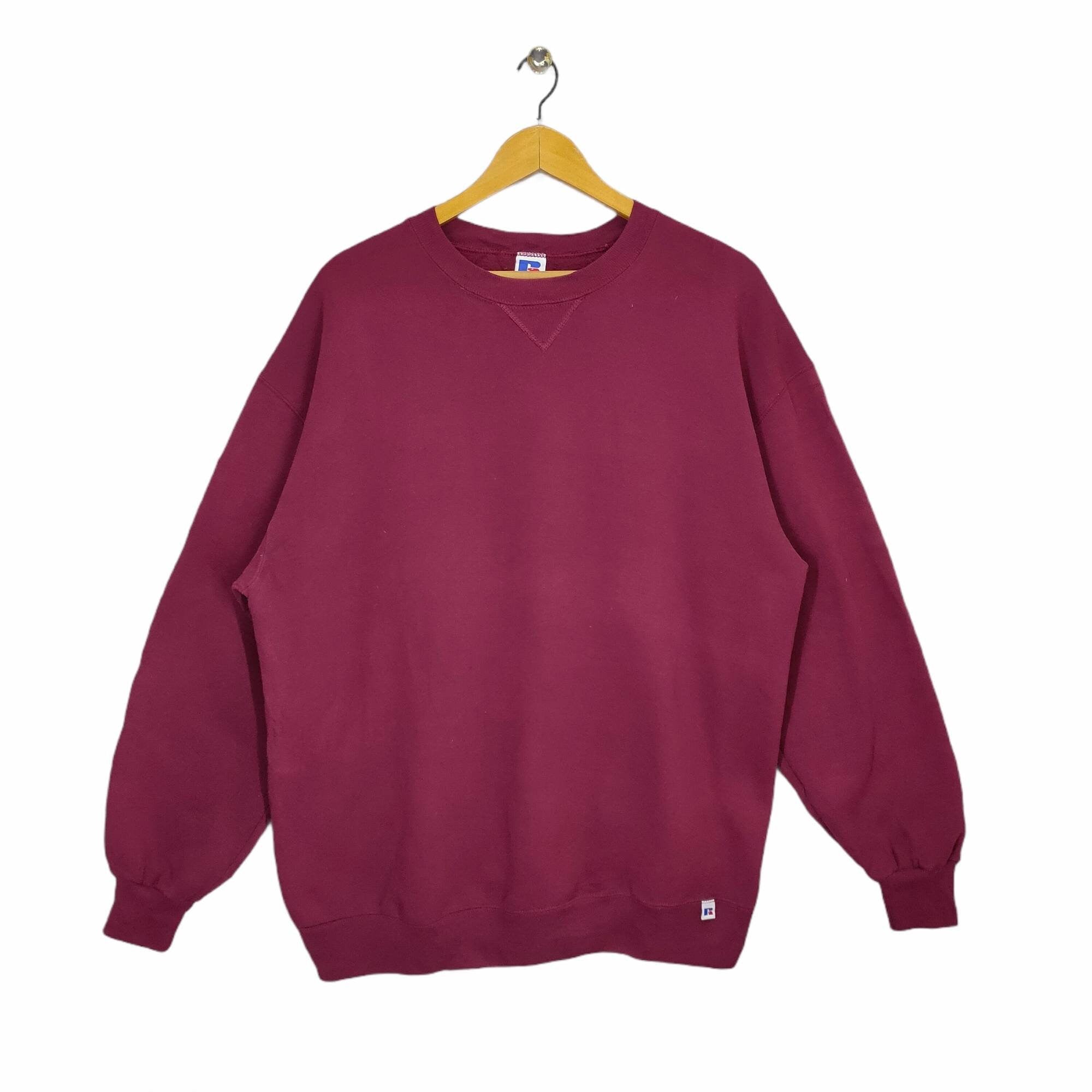 90s Russell Blank Crewneck Made in USA X Large Vintage Russell Plain Sweatshirt Sweater Jumper Pullover Maroon Womens Size XL Sweatshirt – Everyday Comfort · Must-Have Style
