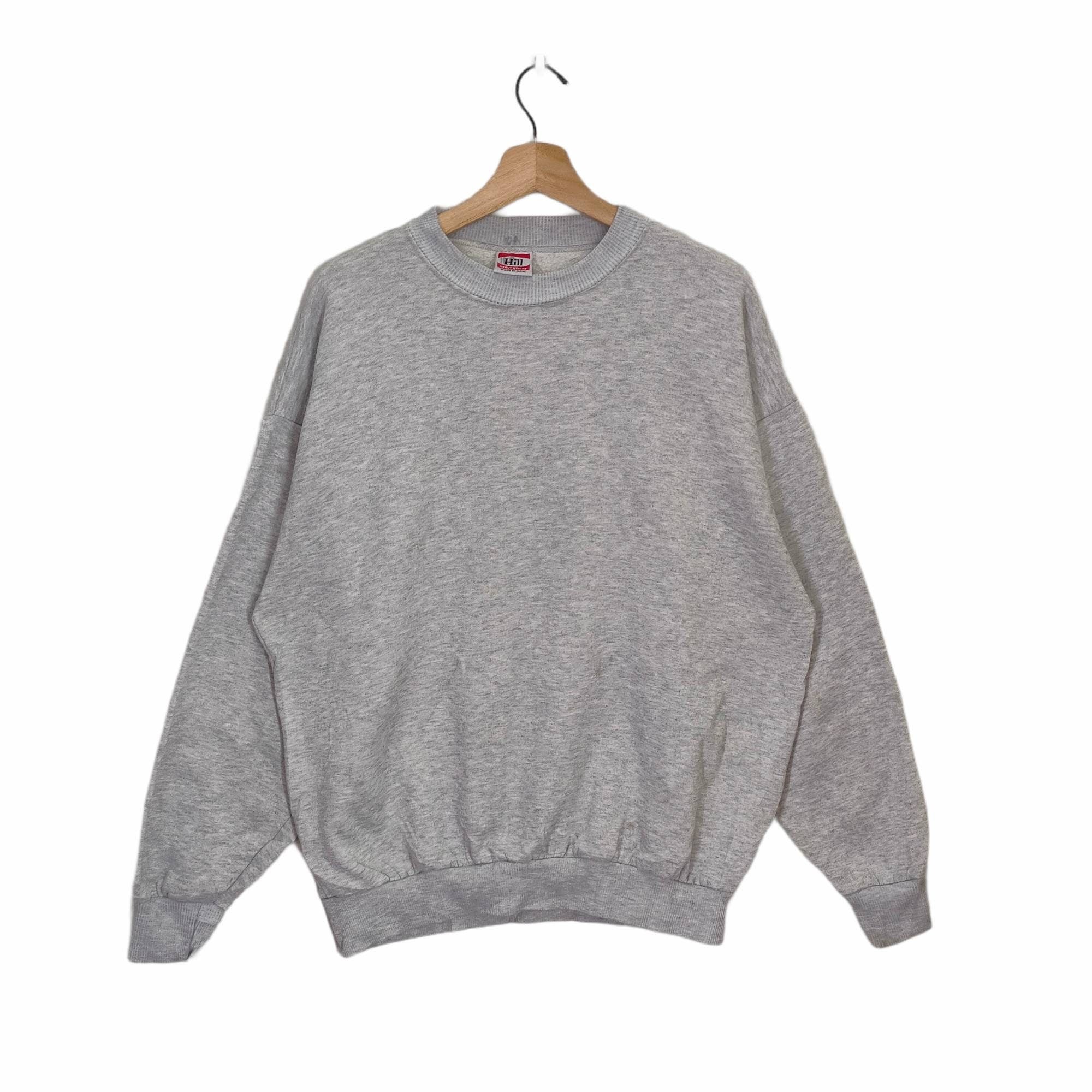 90s Hill Blank Crewneck Made in USA Large Vintage Hill Heavy Weight Plain Sweatshirt Sweater Jumper Pullover Gray Mens Size L Sweatshirt – Fan Favorite · Perfect For Daily Wear