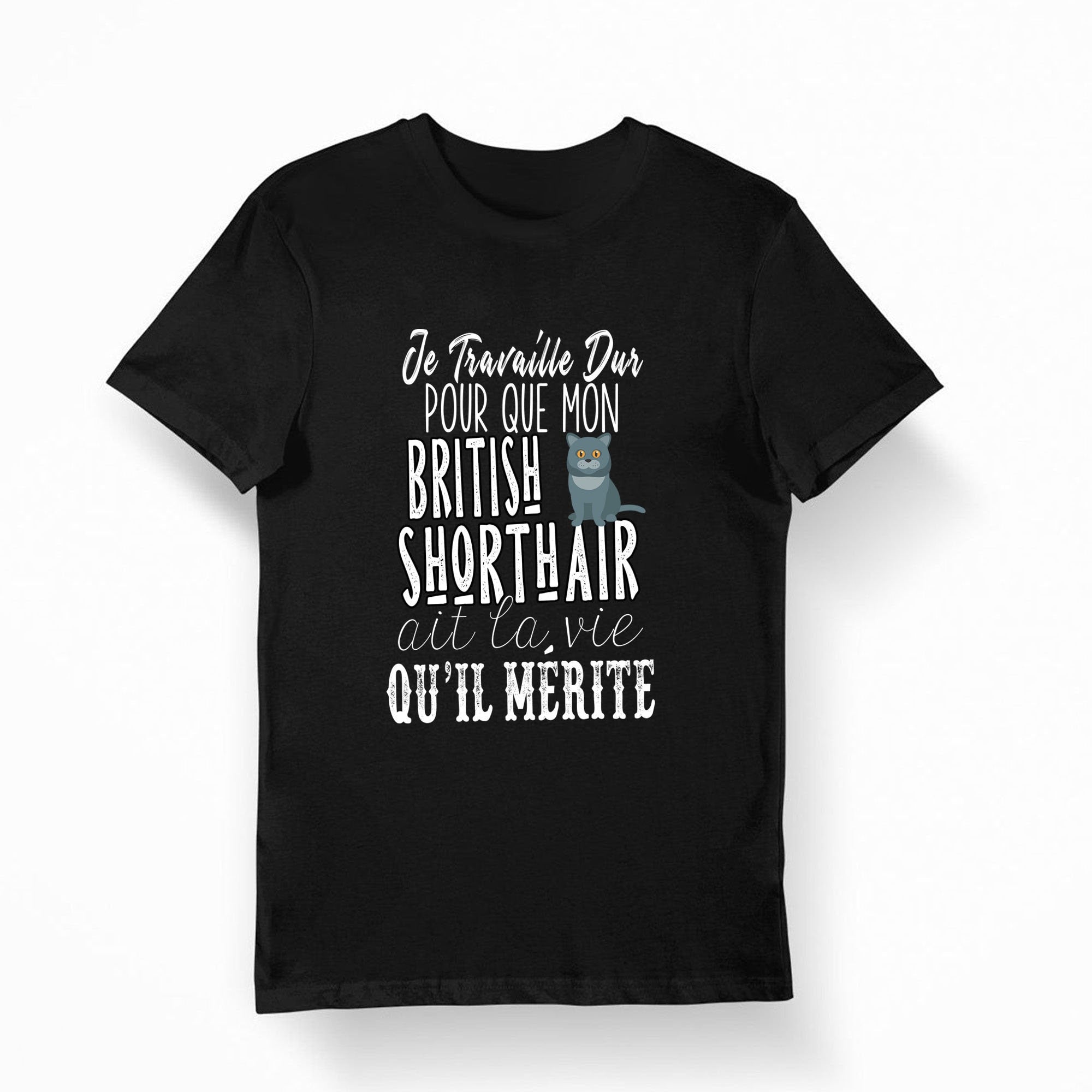 British Shorthair Je travaille dur T shirt Bio Femme Homme Enfant et Body Bb Humour Fun Drle Collection Chat et Animaux Graphic Tee – Aesthetic Look · Great Gift For Fans