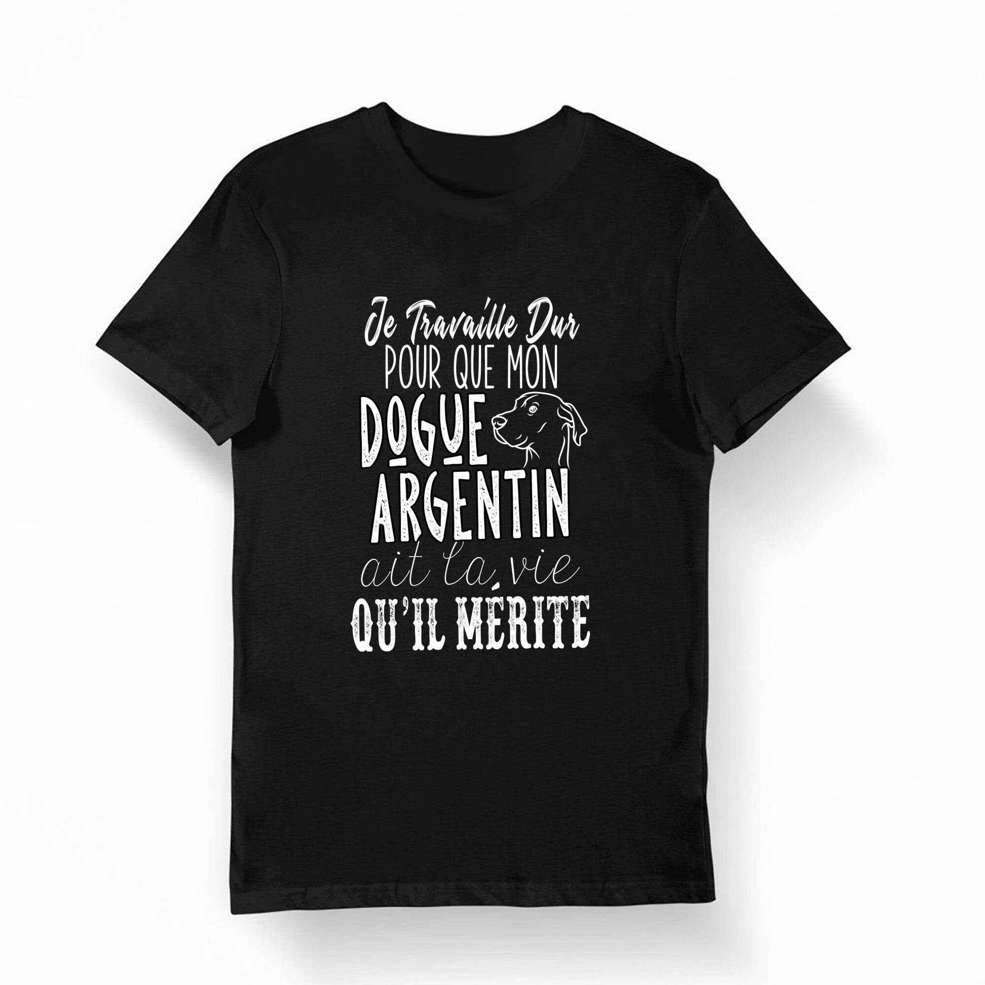 Dogue Argentin Je travaille dur T shirt Femme et Homme Bio Humour Fun Drle Collection Chien et Animaux Graphic Tee – Feel-Good Design · Trending Graphic Apparel