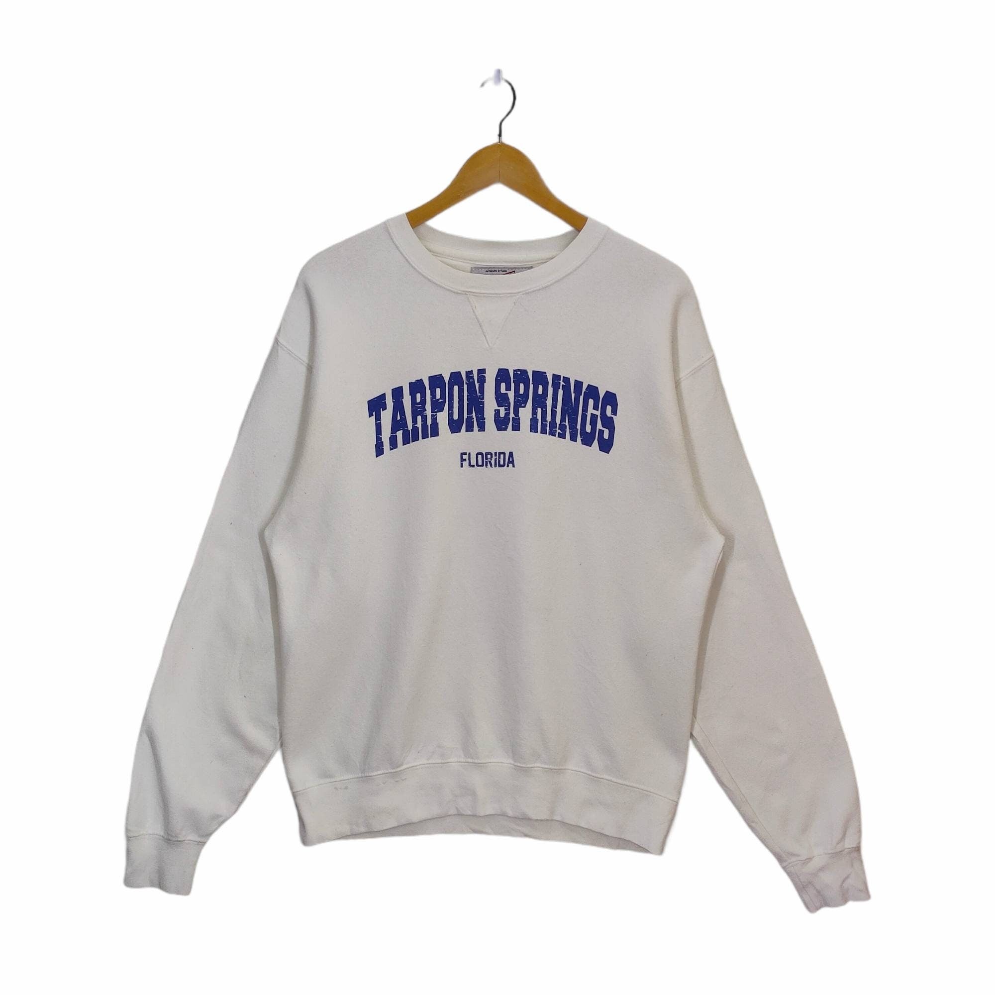 90s Tanpon Springs Florida Sweatshirt Medium Vintage Florida Sweater Jumper Pullover Crewneck White Size M Sweatshirt – Bold Style · High-Quality Print