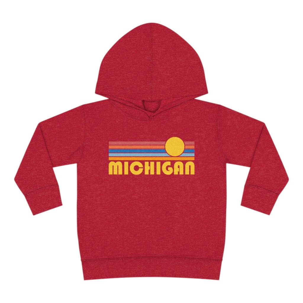 Michigan Toddler Hoodie Retro Sunrise Unisex Michigan Toddler Sweatshirt Personalization Available Hoodie – Aesthetic Look · Must-Have Style