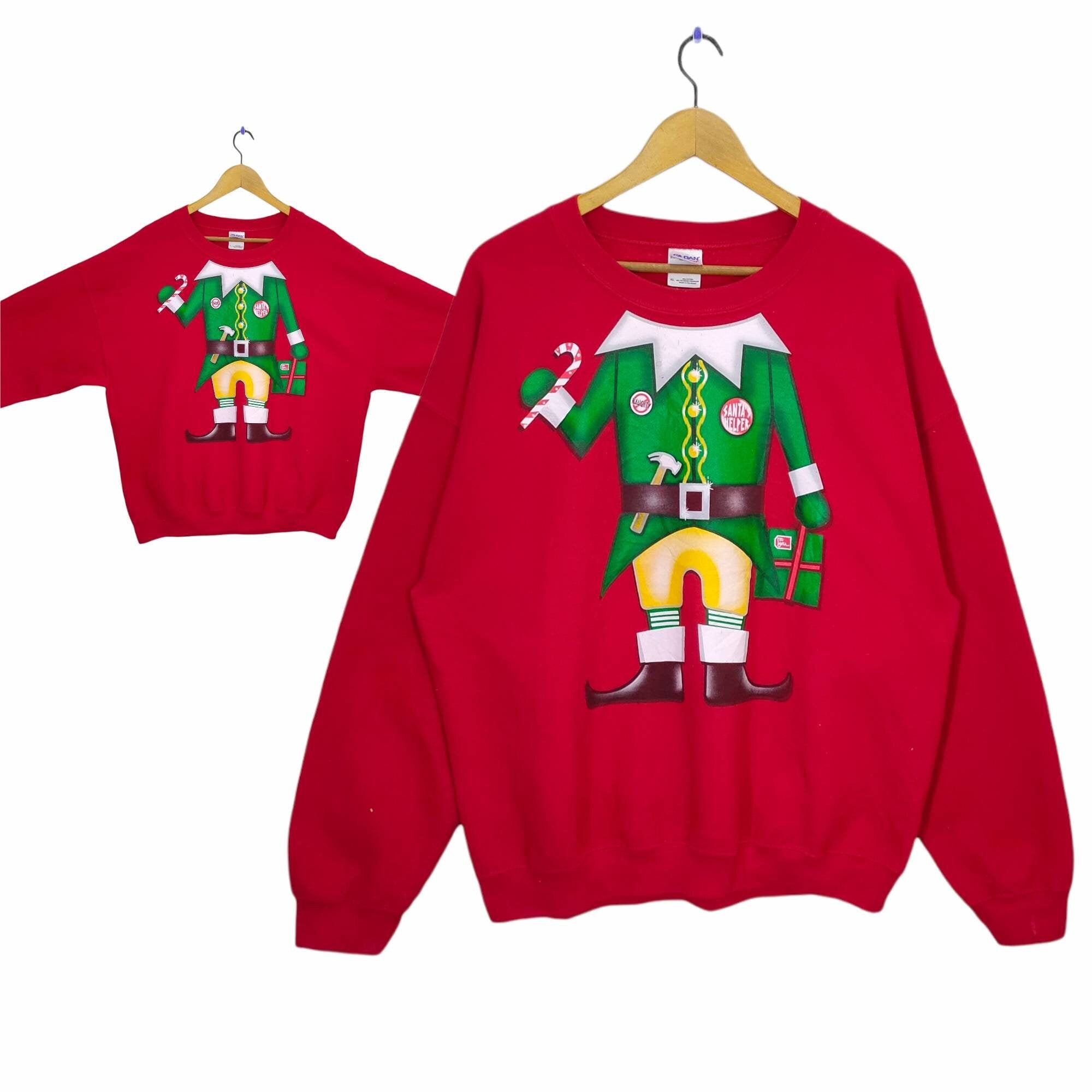 Y2K Christmas Sweatshirt X large Vintage Santa Helper Sweater Jumper Pullover Crewneck Baggy Red Size XL Sweatshirt – Cozy Vibes · Must-Have Style