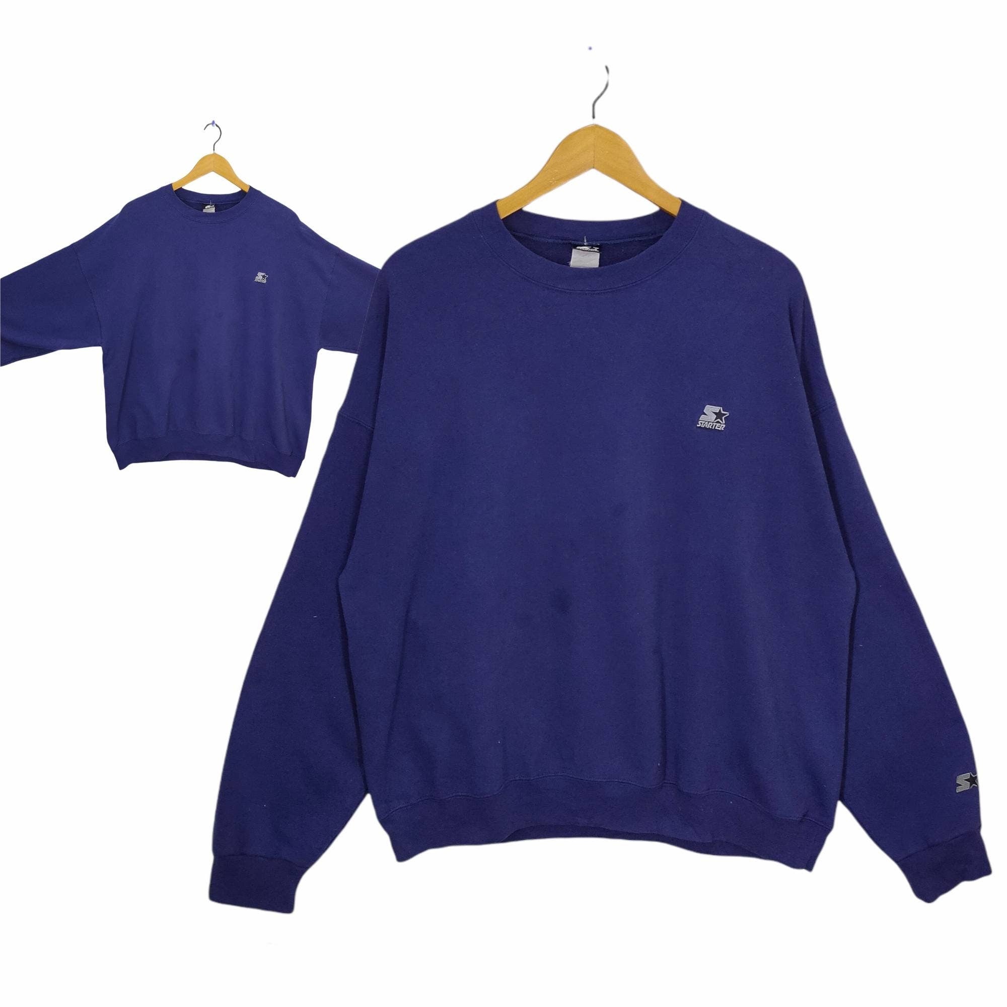 90s Starter Crewneck Sweatshirt X large Vintage Starter Embroidery Sweater Jumper Pullover Baggy Navy Blue Size XL Sweatshirt – Cozy Vibes · Top Pick For Any Outfit