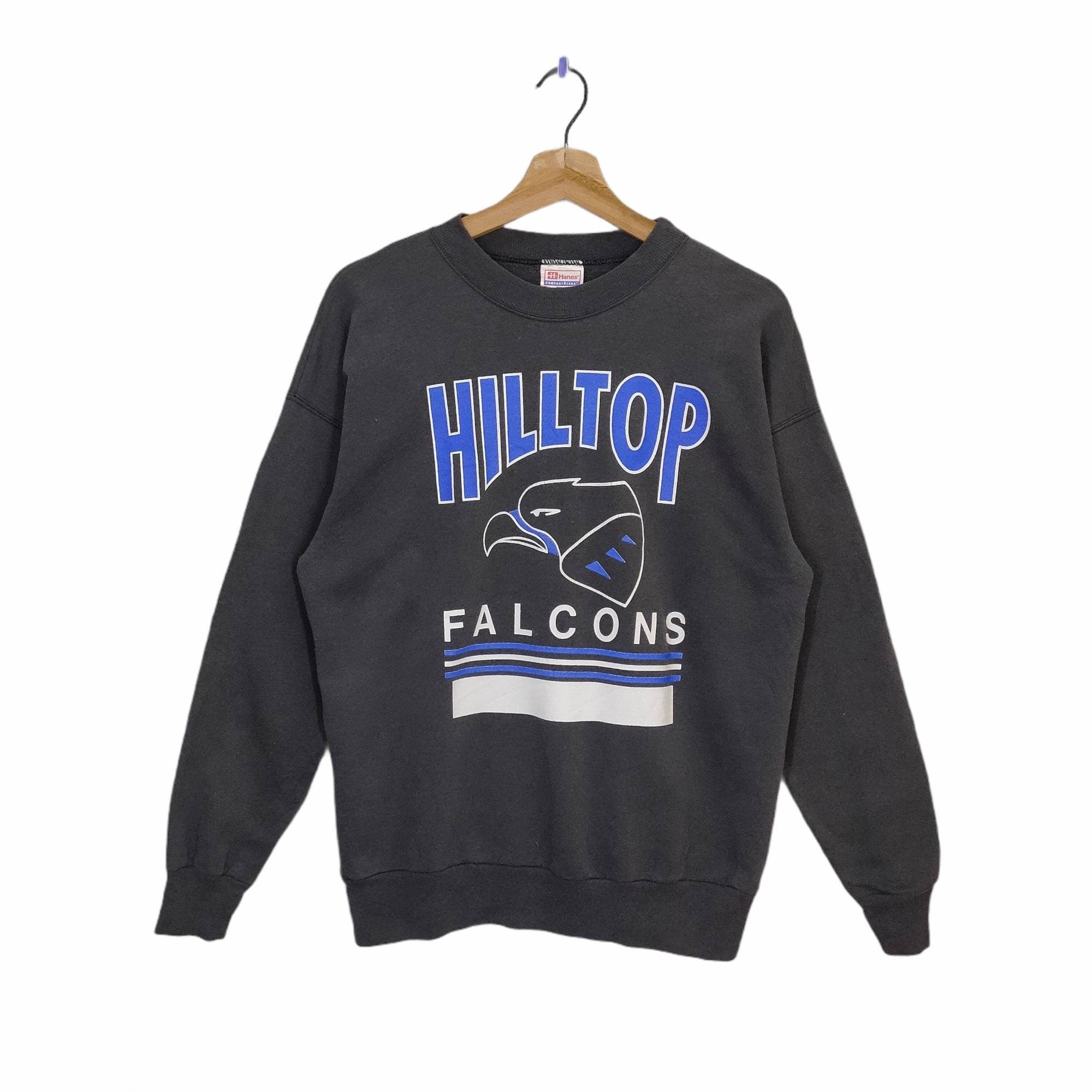 90s Hilltop Falcons Sweatshirt Medium Vintage Hanes Sweater Jumper Pullover Crewneck Eagle Black Womens Size M Sweatshirt – Bold Style · Great Gift For Fans