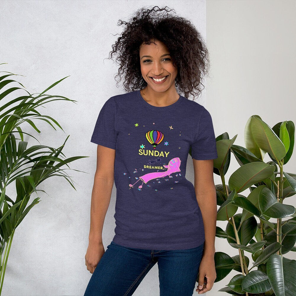 Sunday Dreamer Short Sleeve Unisex T Shirt Graphic Tee – Aesthetic Look · High-Quality Print