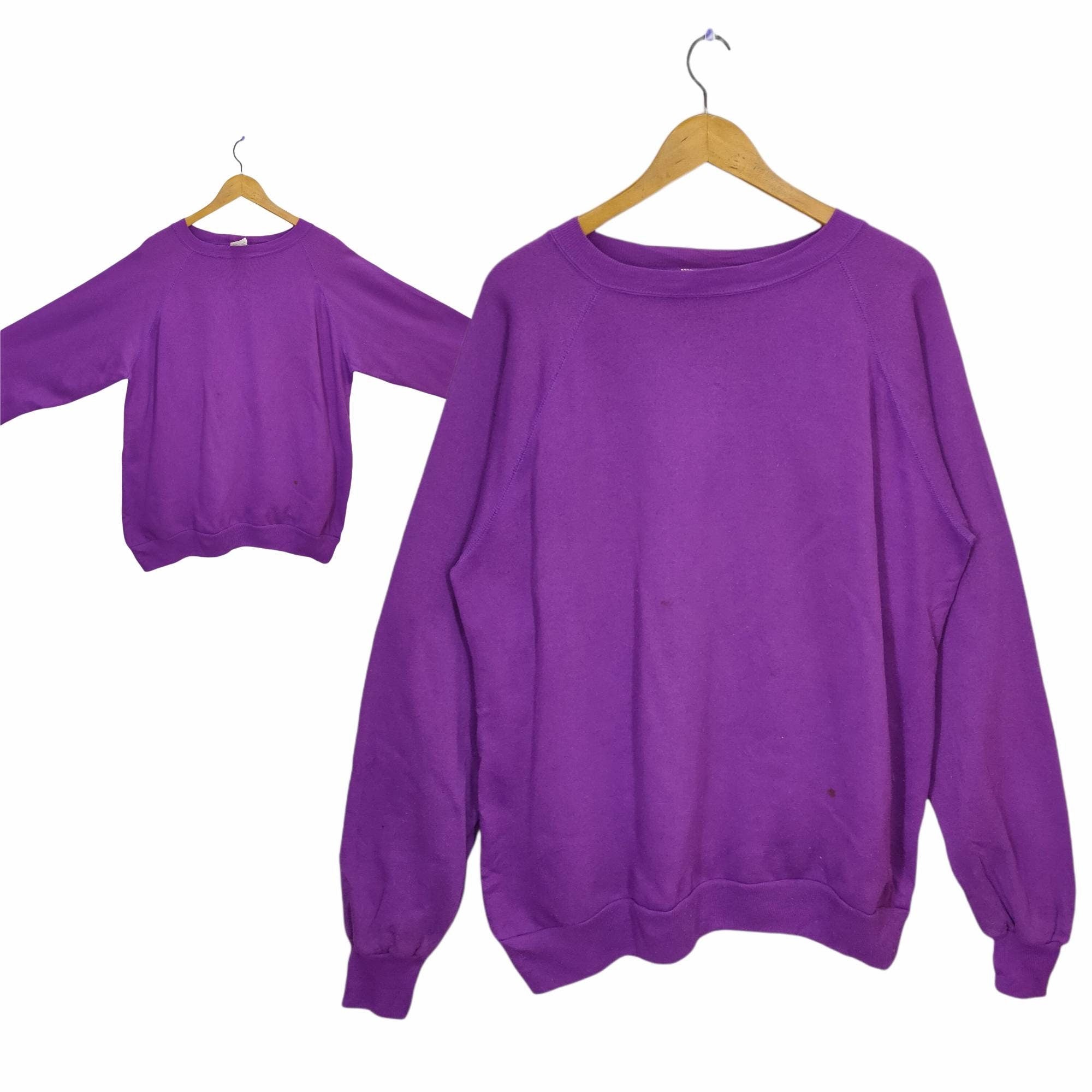 80s 90s Je Morgan Blank Crewneck Sweatshirt Raglan Made in USA X Large Vintage Fleecewear Plain Sweater Jumper Pullover Purple Size XL Sweatshirt – Warm & Stylish · Perfect For Daily Wear