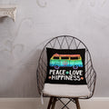 Peace Love Hippiness Decorative Pillow Graphic Tee – Cozy Vibes · Trending Graphic Apparel