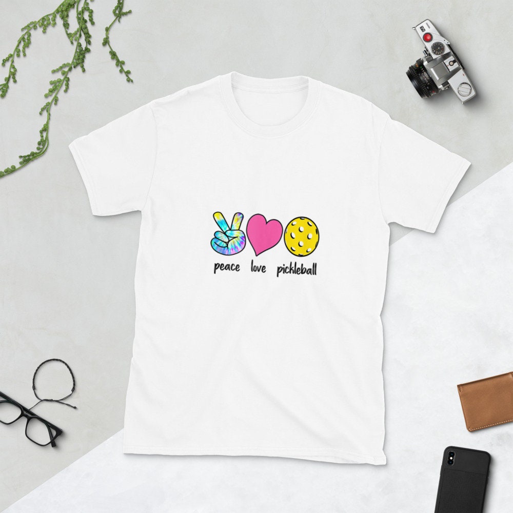 Peace Love Pickleball Short Sleeve Unisex T Shirt Graphic Tee – Warm & Stylish · Perfect For Daily Wear