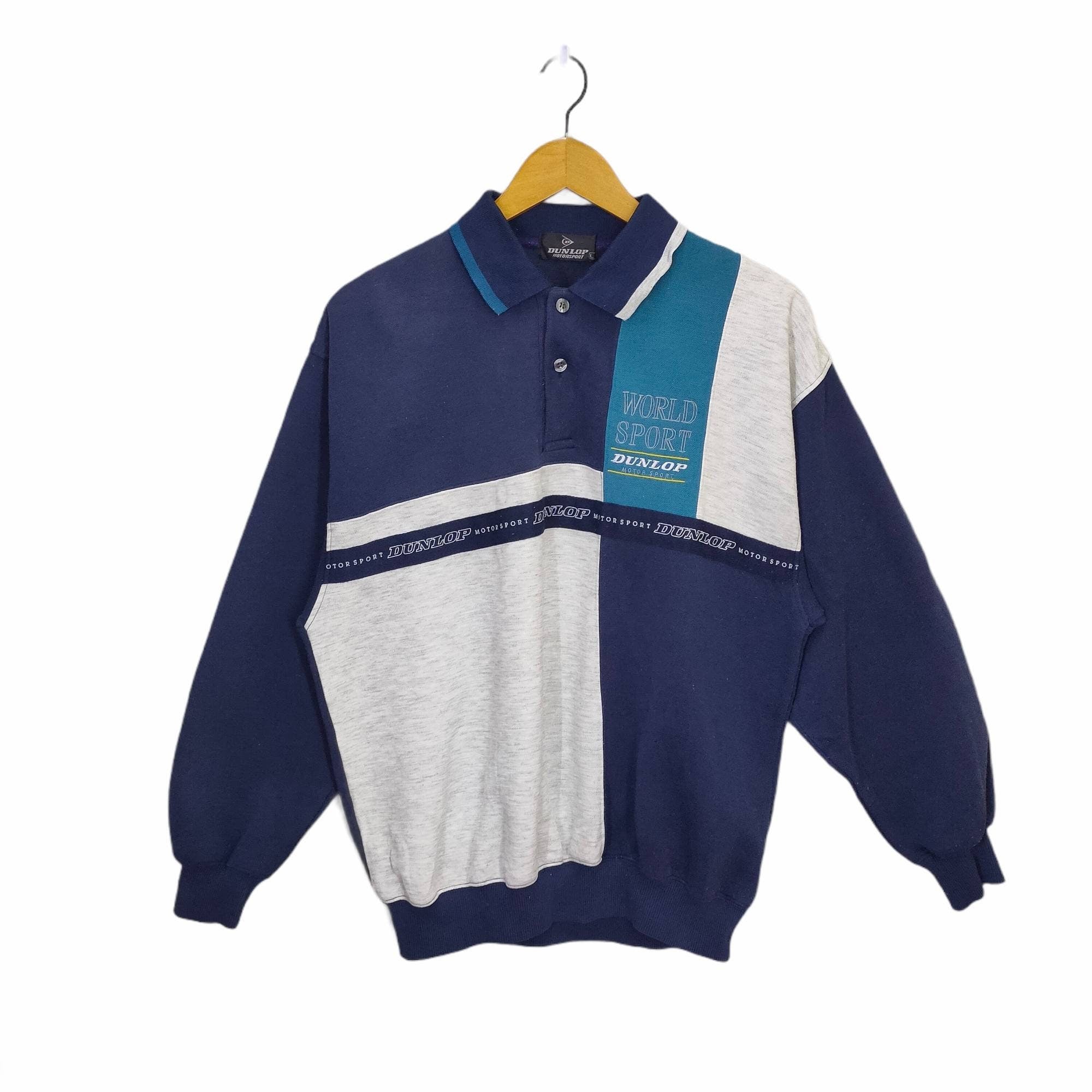 Dunlop Motorsport Sweatshirt Polo Large Vintage Colorblock Dunlop Racing Team Sweater Jumper Pullover Womens Size L Sweatshirt – Feel-Good Design · Must-Have Style