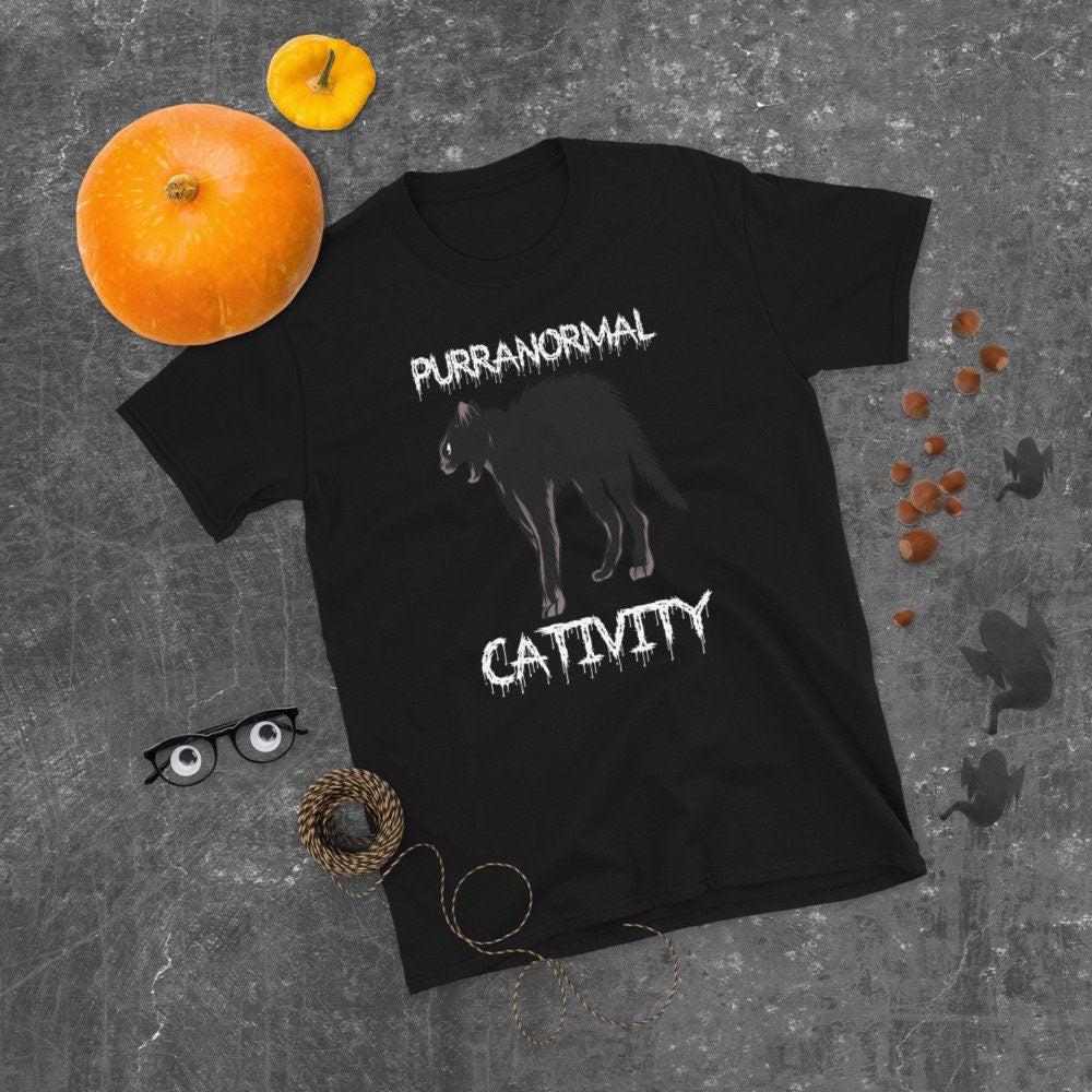 Paranormal Cat Black Purranormal Cativity T Shirt Graphic Tee – Fan Favorite · Trending Graphic Apparel