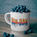 Big Sky Montana Camp Mug 12oz Mountain Sunset Enamel Campfire Big Sky Mug Personalization Available Graphic Tee – Warm & Stylish · Great Gift For Fans