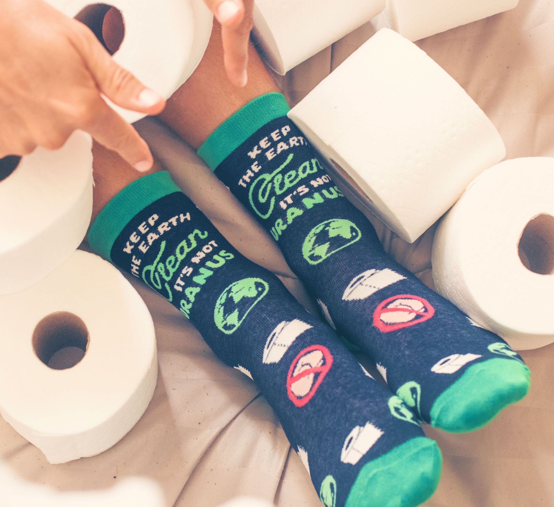Unisex Earth Day Socks Keep It Clean Not Uranus Socks Inappropriate Socks Funky Mens Socks Funny Socks Unisex Earth Socks Graphic Tee – Easygoing Wear · High-Quality Print